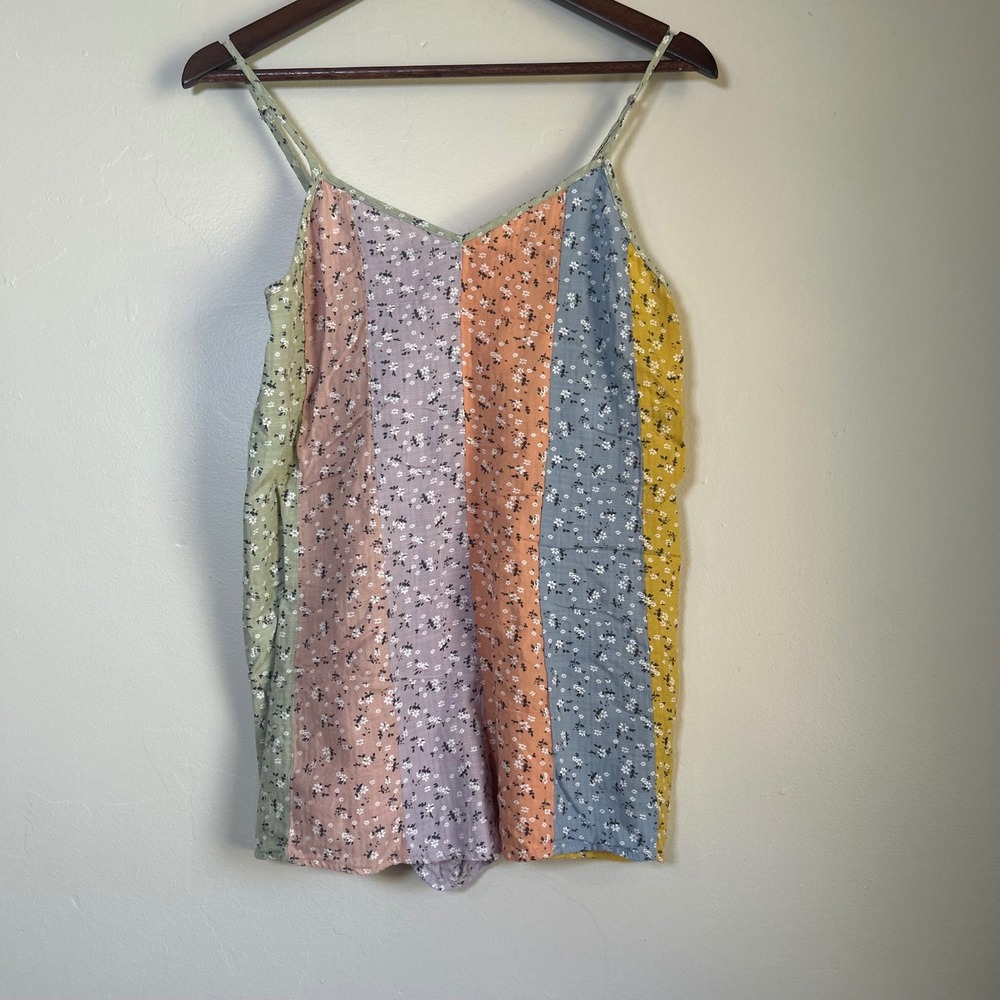 EUC Storia Romper Patchwork‎ Floral Size S Multicolor Adjustable Straps Boho